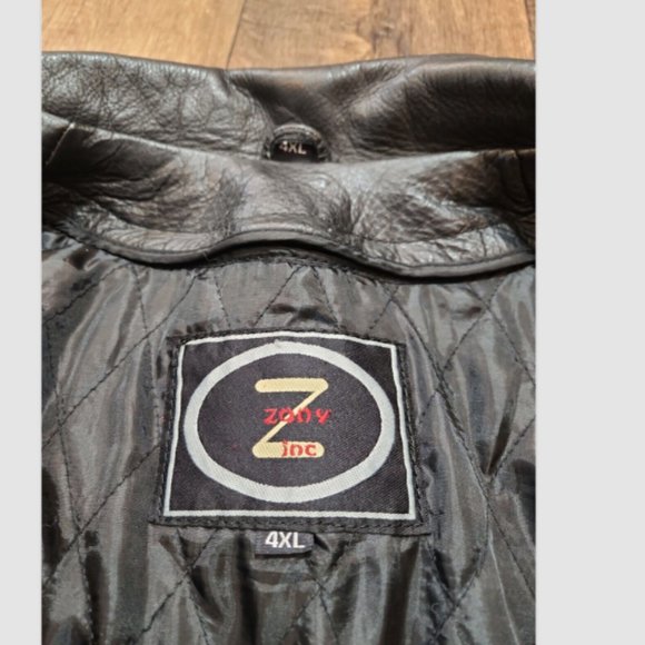 Zony Inc Black Leather Biker Moto Jacket Zip Out Lining - Picture 8 of 14